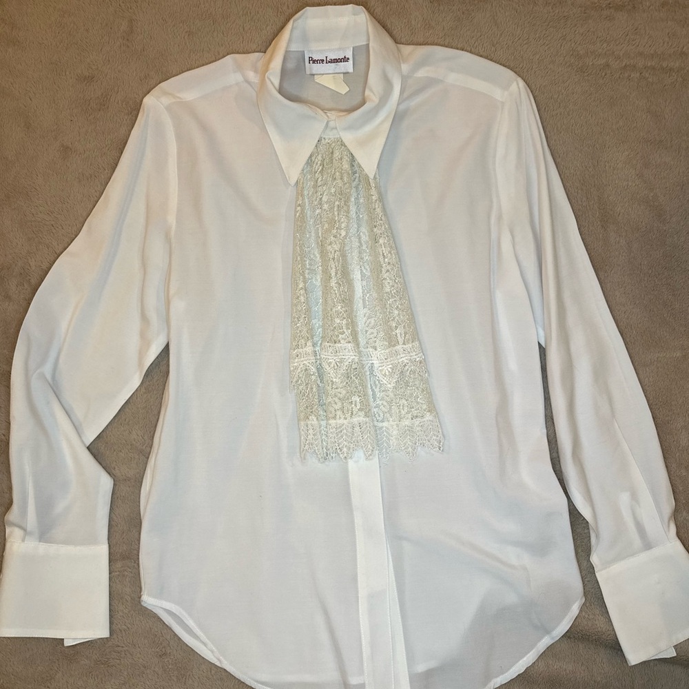 Vintage Pierre Lamonte Sleeve Blouse with Lace Detail